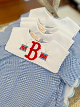 Load image into Gallery viewer, Light Blue Gingham Boy Bubble w/White Collar