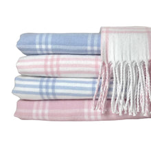 Load image into Gallery viewer, WINDOW PANE CHECK FLANNEL CRIB BLANKET - PINK/WHITE