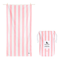Load image into Gallery viewer, DOCK & BAY | KIDS BEACH TOWEL - MEDIUM | MALIBU PINK CABANA STRIPE