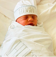Load image into Gallery viewer, Pixie Lily Blue Jersey Receiving Blanket