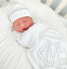 Load image into Gallery viewer, Pixie Lily Blue Jersey Receiving Blanket