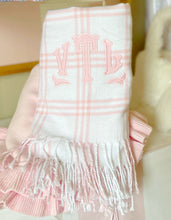 Load image into Gallery viewer, WINDOW PANE CHECK FLANNEL CRIB BLANKET - WHITE/PINK