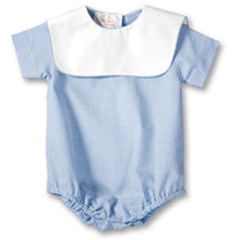 Load image into Gallery viewer, Light Blue Gingham Boy Bubble w/White Collar