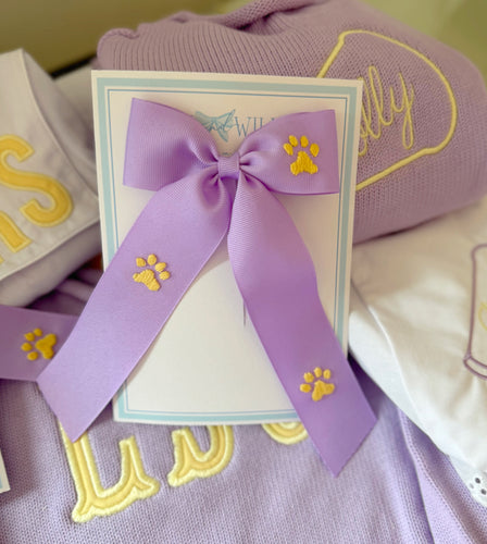 Medium Lavender Paw Print Bow