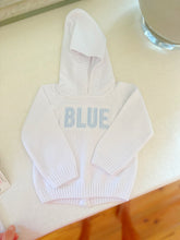 Load image into Gallery viewer, White Hooded Baby Sweater with Back Zipper