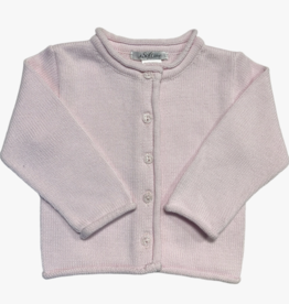 Rolled Edge Button Front Cardigan- PINK