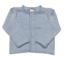 Load image into Gallery viewer, Rolled Edge Button Front Cardigan- Baby Blue