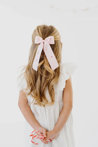 Large Pink Candy Cane Village Bow