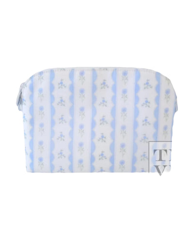 BLUE RIBBON FLORAL COSMETIC BAG