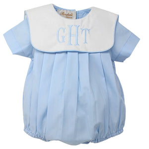 Baby Blue Boy Bubble w/ White Square Collar