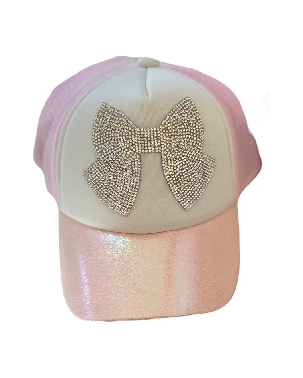 Trucker Hat Light Pink w/ Rhinestone Bow