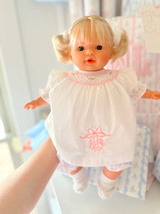 Lilly Baby Doll in Monogrammed White Dress