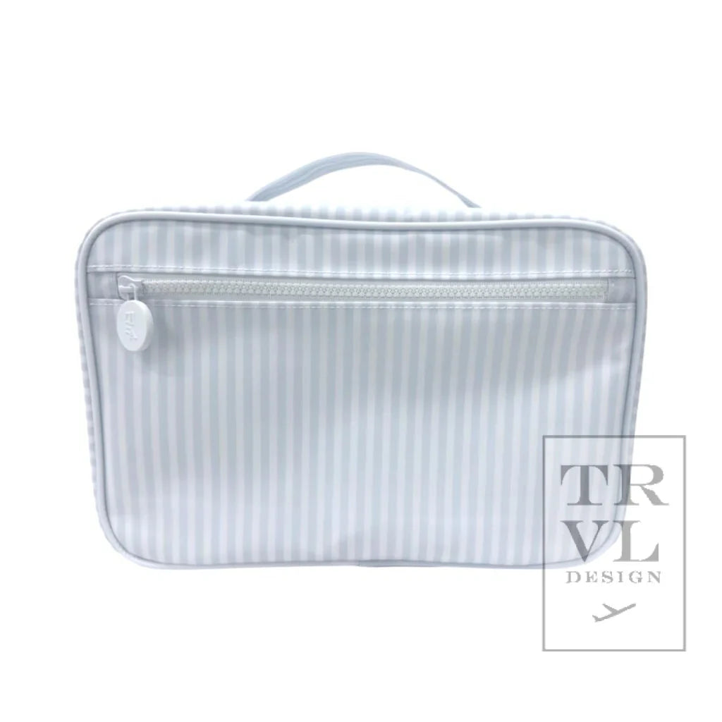 BLUE PIMLICO STRIPE BUNDLE UP HANGING TOILETRY BAG