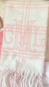 Pink Windowpane Flannel Crib Blanket