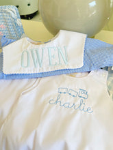 Load image into Gallery viewer, Light Blue Gingham Boy Bubble w/White Collar