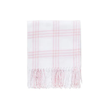 Load image into Gallery viewer, WINDOW PANE CHECK FLANNEL CRIB BLANKET - WHITE/PINK