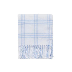 WINDOW PANE CHECK FLANNEL CRIB BLANKET - WHITE/BLUE