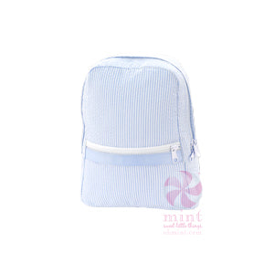Baby Blue Seersucker Small Backpack