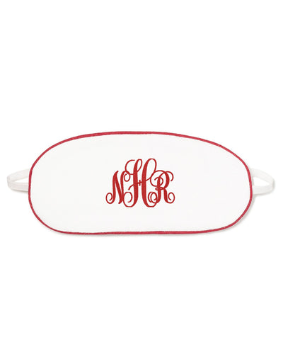 Personalized White Traditional Children's Eye Mask with Red Piping