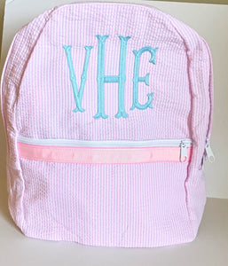 Light Pink Seersucker Medium Backpack