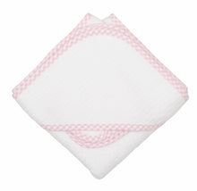 Load image into Gallery viewer, Pink Gingham Baby Pique Hooded Towel Set