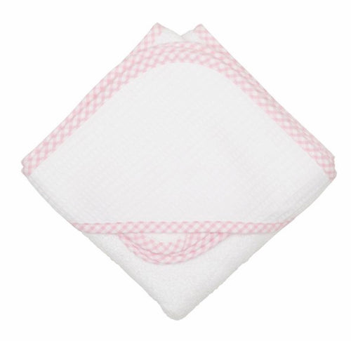Pink Gingham Baby Pique Hooded Towel Set