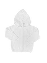 Load image into Gallery viewer, White Hooded Baby Sweater with Back Zipper