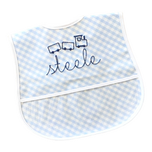 Load image into Gallery viewer, Blue Gingham Laminated Bib