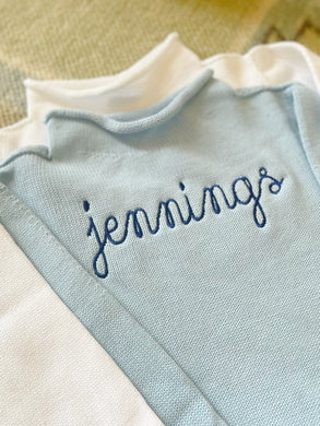 Light Blue Cotton Rollneck Sweater