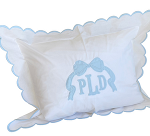 Blue Scalloped Monogrammed Baby Pillow