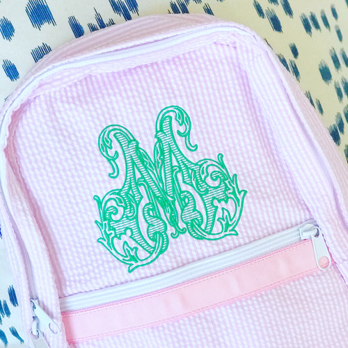 Light Pink Seersucker Small Backpack