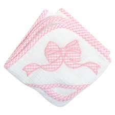 Pink Bow Appliqué Hooded Towel Set