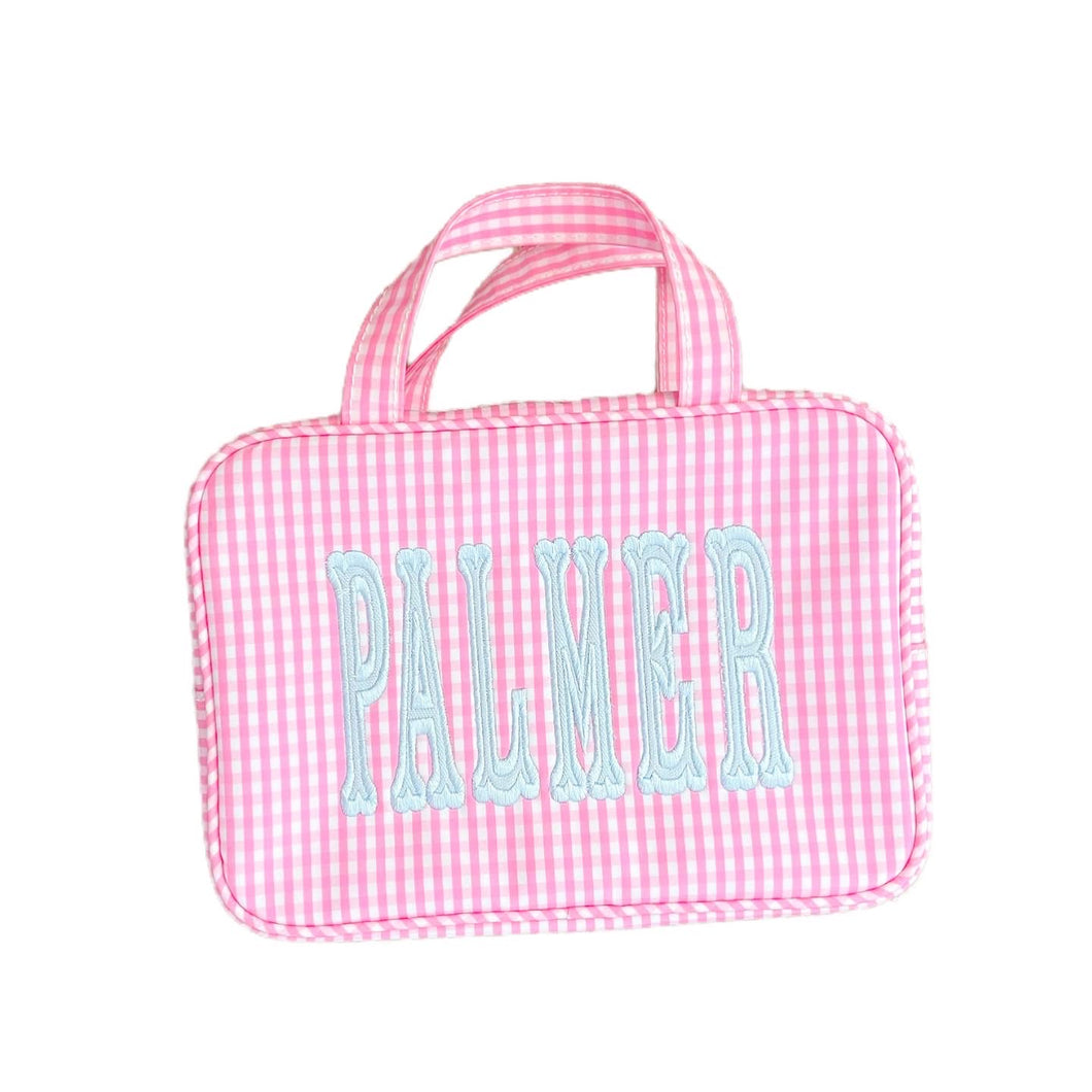 Pink Gingham Carry On Toiletry Cas