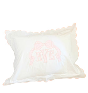 Pink Scalloped Monogrammed Baby Pillow