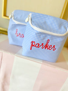 Sky Blue Gingham Lunch Tote