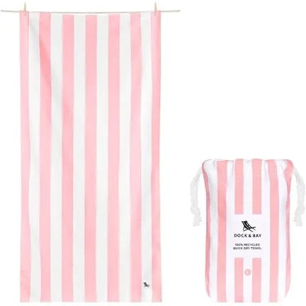 Malibu Pink Cabana Stripe Large Towel